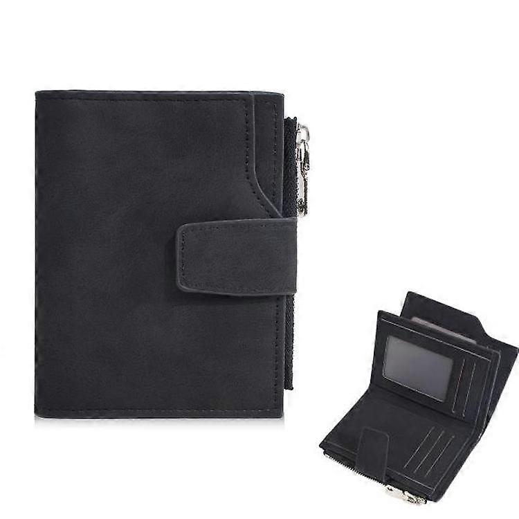Baellerry D3086 Men Compact Trifold Wallet With Zipper Slim Vertical Minimalist Design