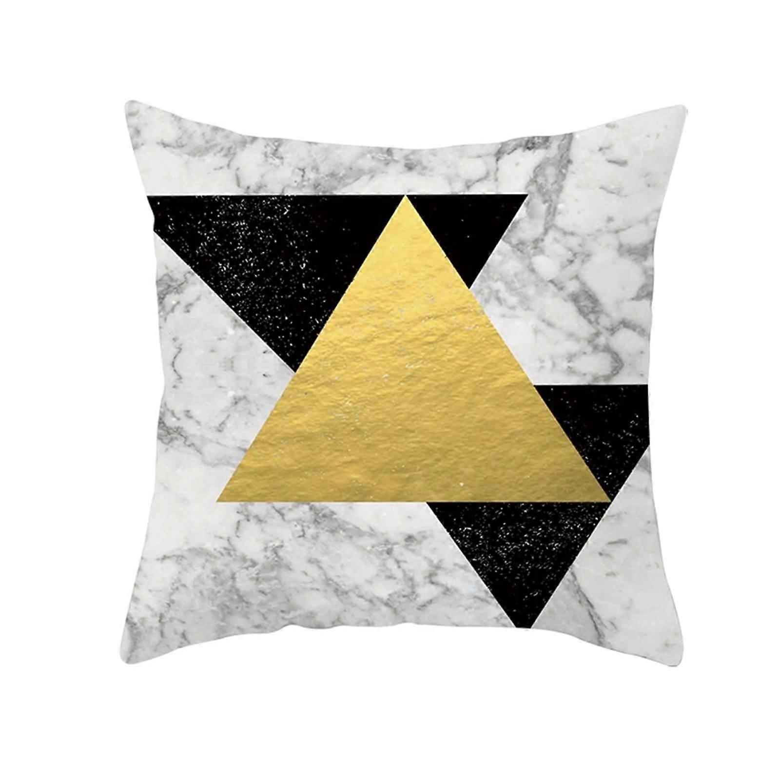Couch Pillow Covers 18x18, Triangular Marble Pattern Black Yellow, Polyester Throw Pillows, 45x45cm Size