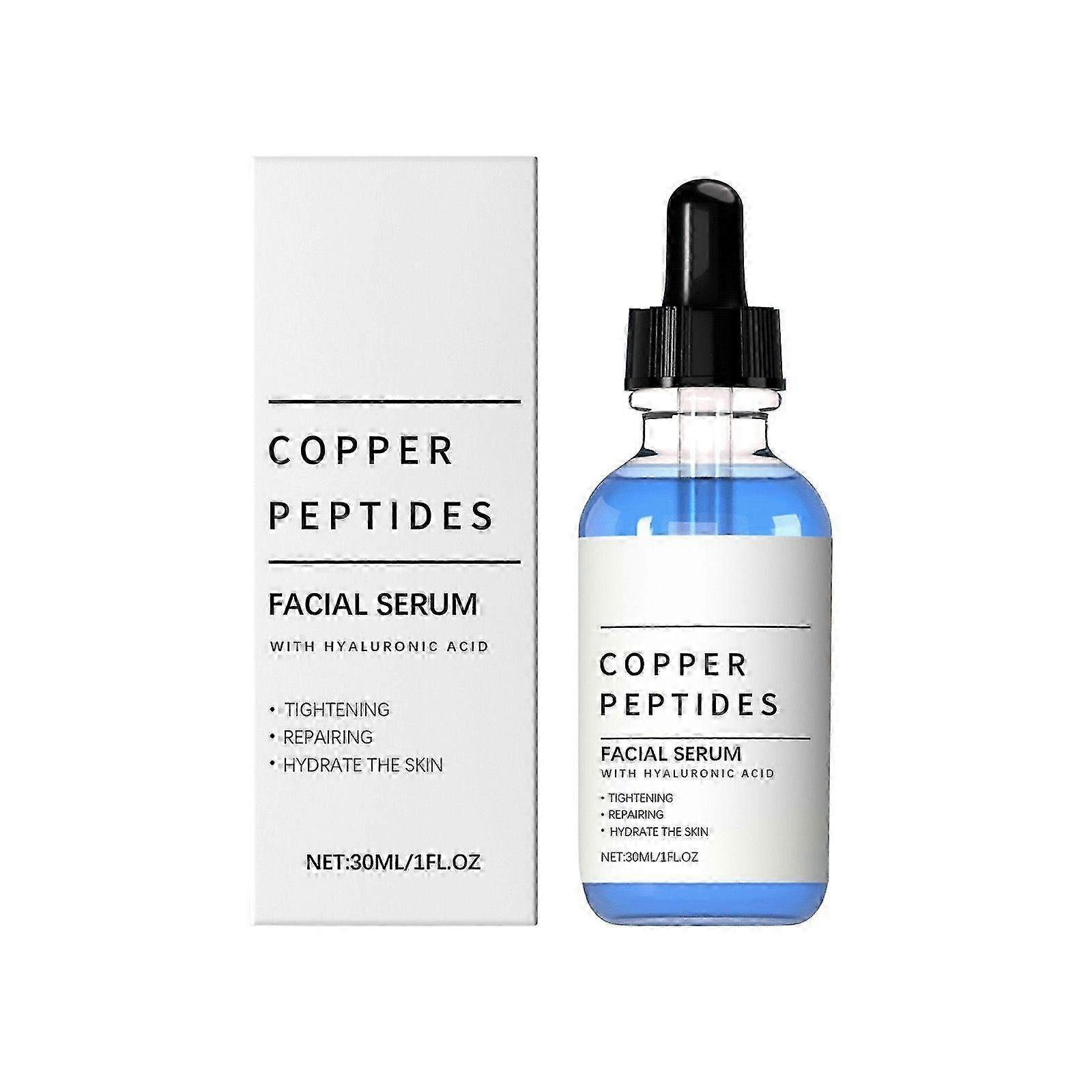 Sérum Facial com Peptídeos de Cobre - com GHK-Cu e Ácido Hialurônico - Sérum Facial Antienvelhecimento para Pele Macia, Firme, Elástica e Hidratada