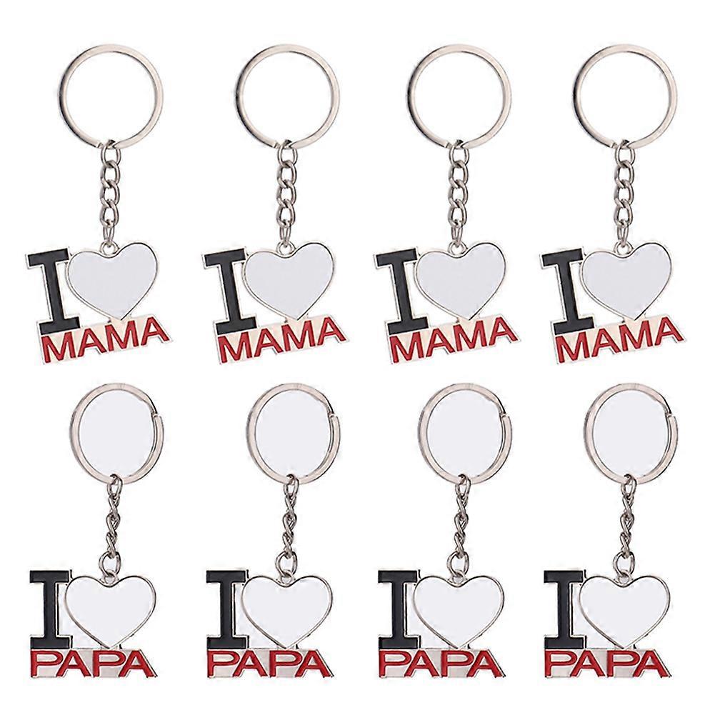 8PCS Sublimation Blank Keychain Metal Heat Transfer Keychain Blank Board Key Rings for DIY Sublimation, for MAMA