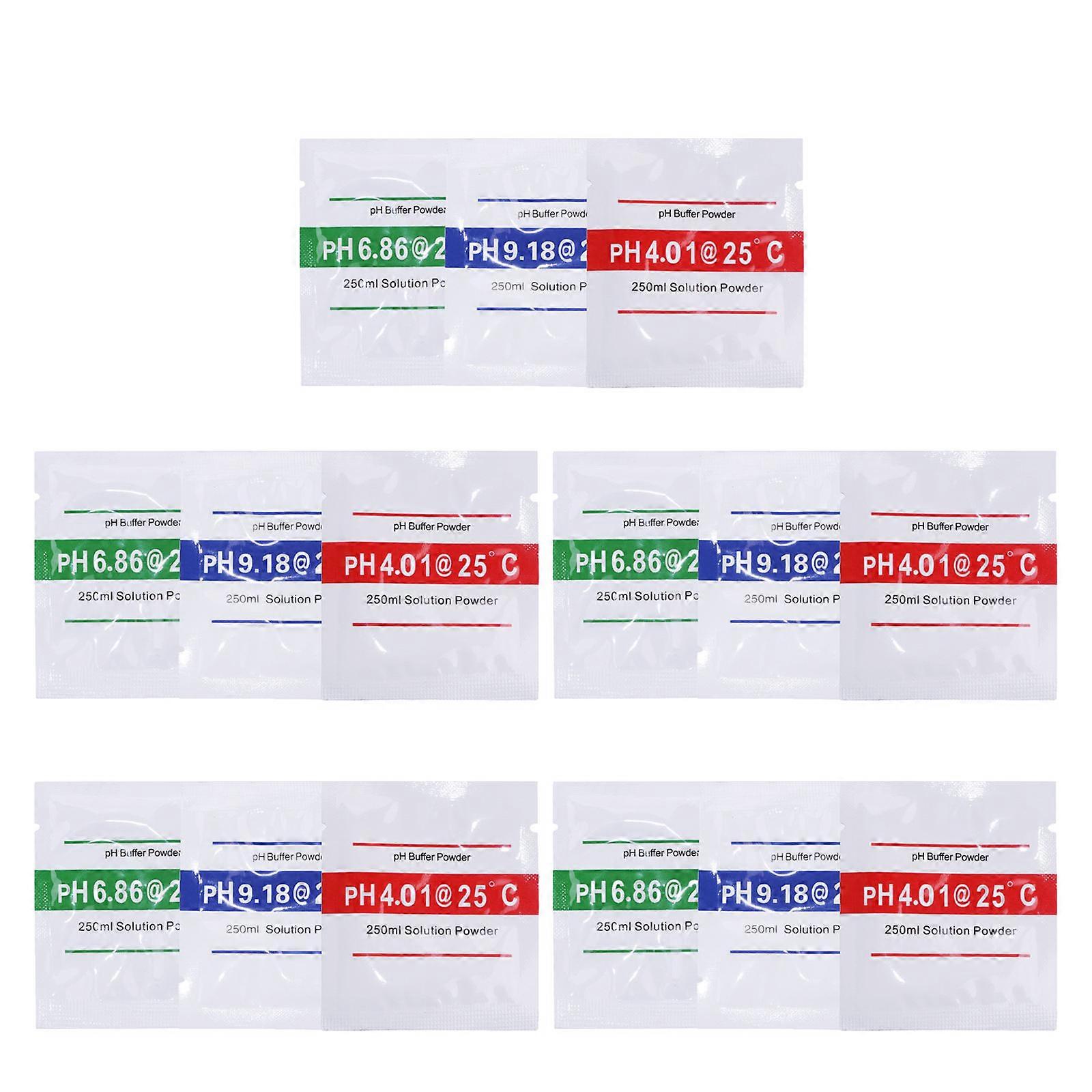 15pcs PH Calibration Solution Powders PH Calibration Powder Solution Testing ph4.01+6.86+9.18
