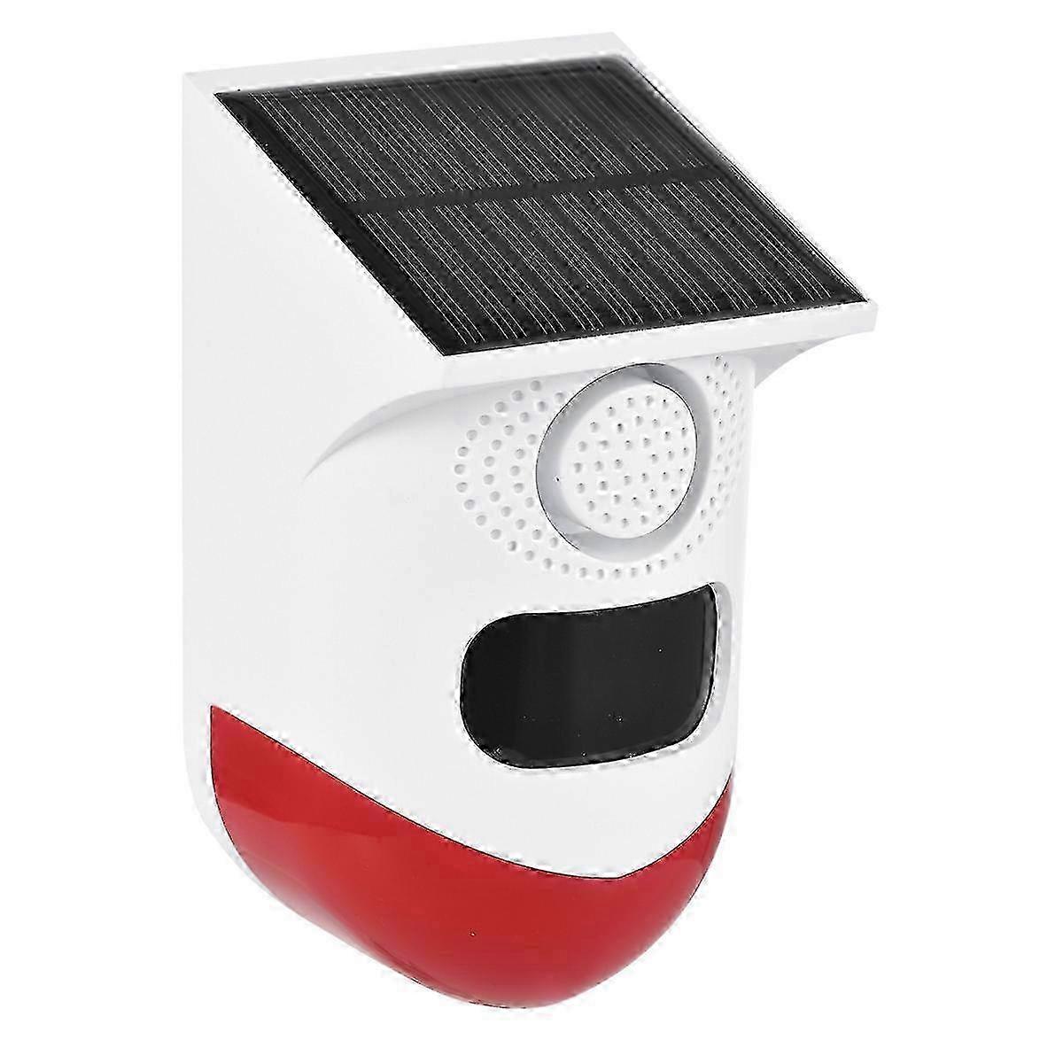 Solar Motion Sensor Alarm 120DB Loud Siren LED Strobe Lights Sound Security Alarm Outdoor Waterproof Motion Detector