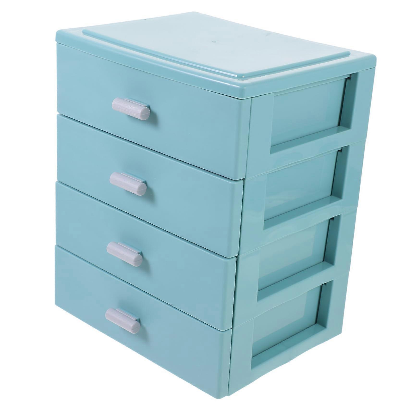 Desktop Organizer Storage Cabinet with Drawers for Office and Study Supplies, Blue