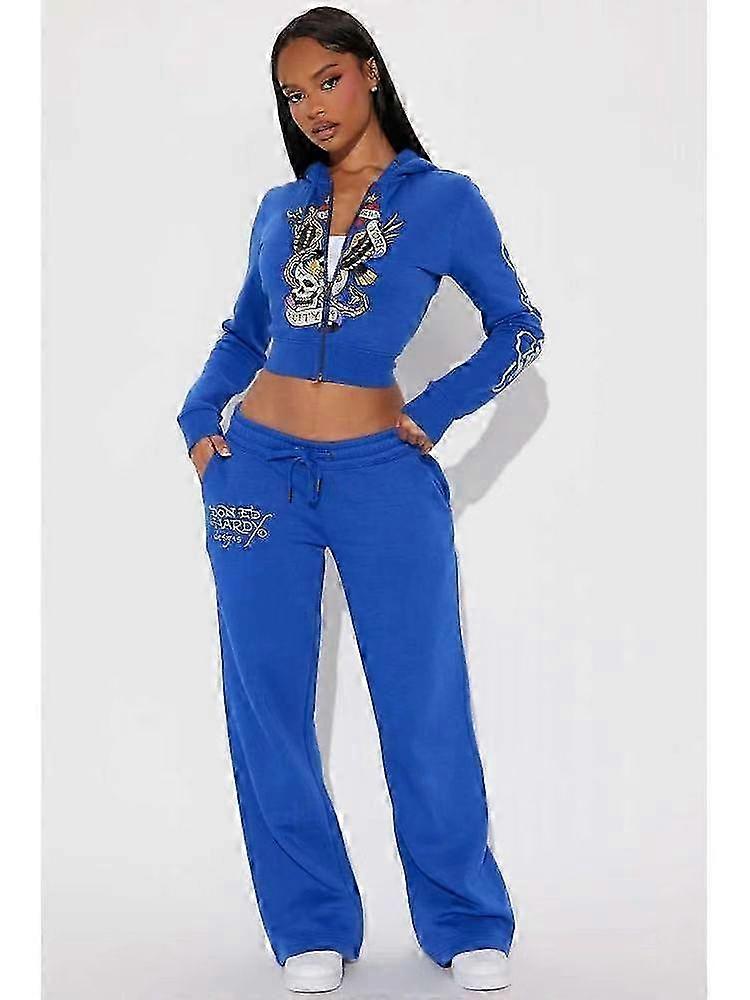 Ensemble veste zippée pour femme, style jogging, avec motif tête de mort