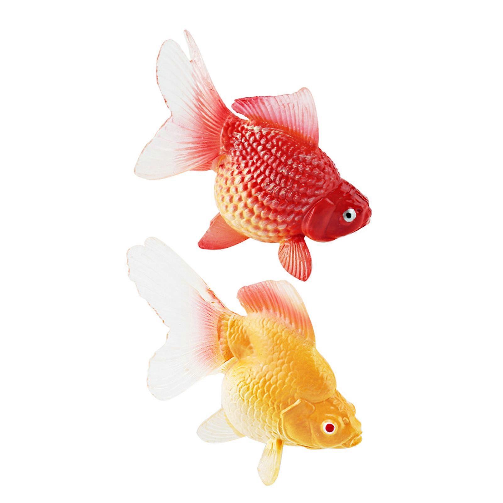 PVC Goldfish Model for Decoration 2Pcs Simulation Fish Figurine Set