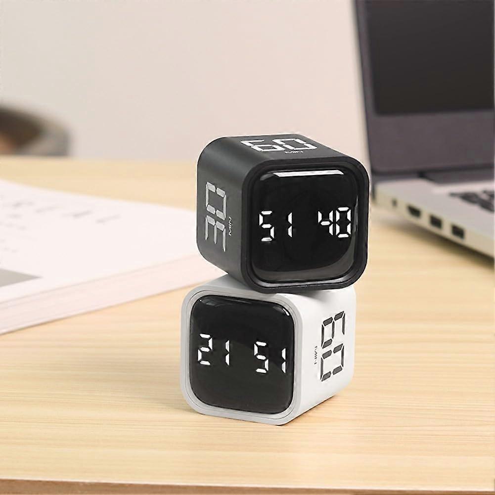 Cube Timer with Gravity Sensor Flip Start, Adjustable Volume, Silent Countdown, Rechargeable Battery