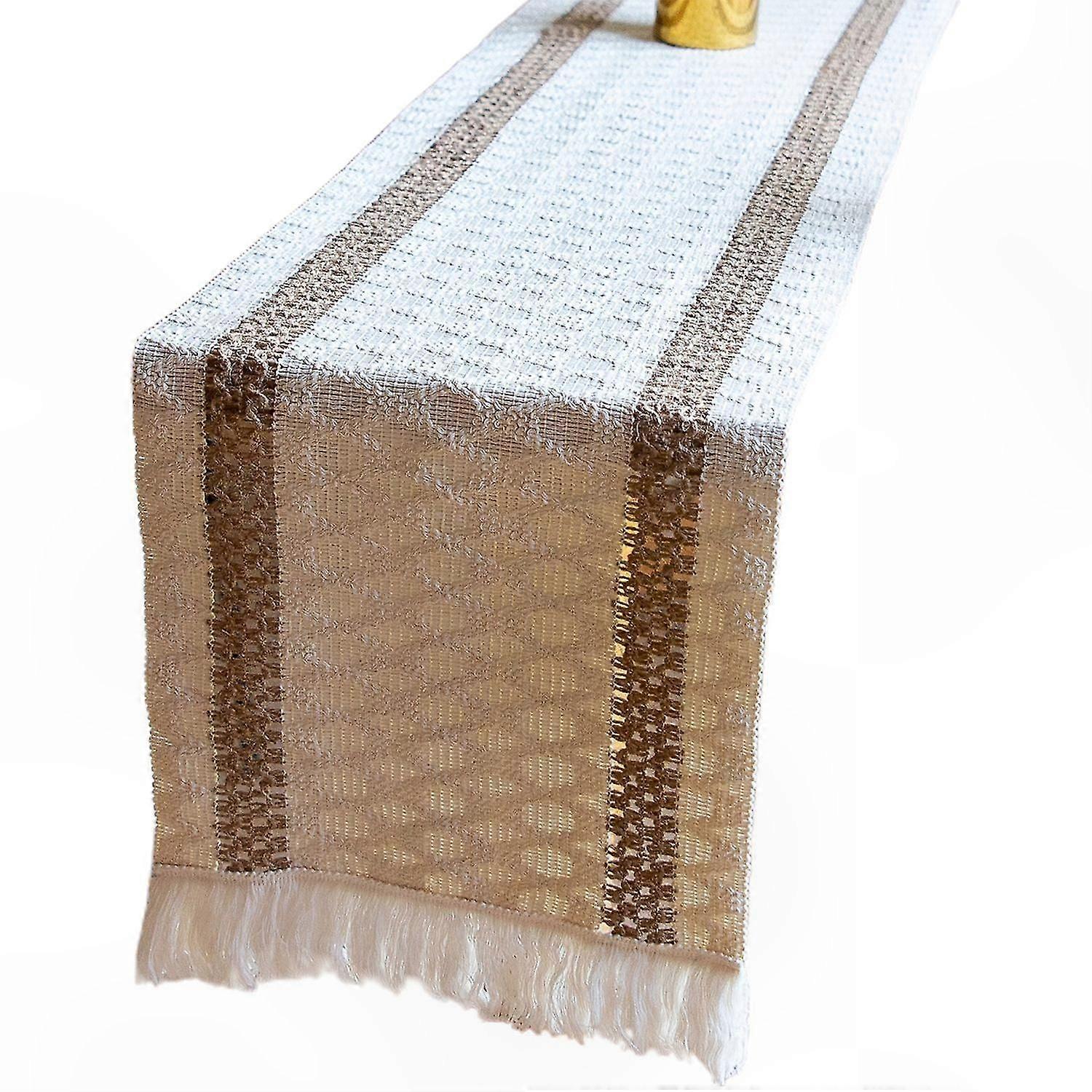 Tasseled Table Runner with Hollow Design for Dining Table