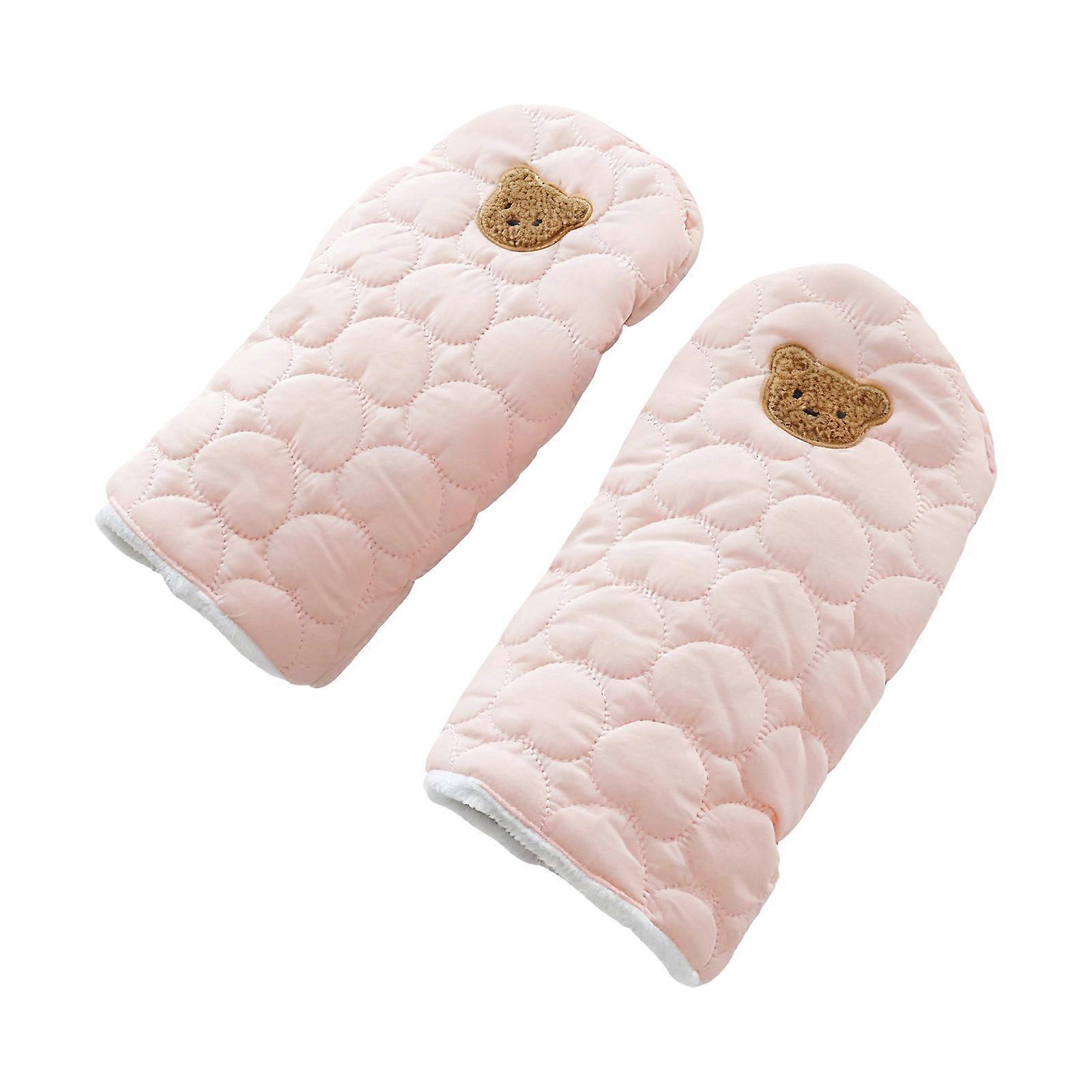 1 Pair Quick Snap On Cotton Mittens Warm Handmuffs for Strollers Handlebars Designed for Cold and Windy Days  Pink