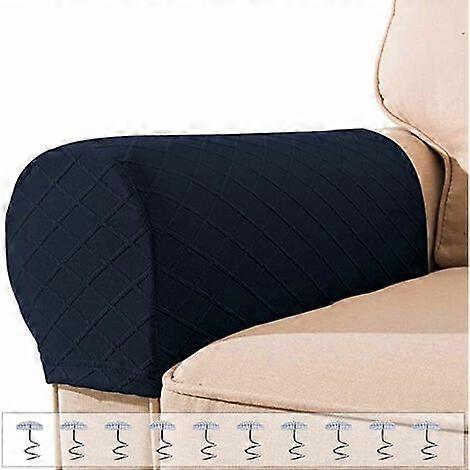2 Pcs Elastic Sofa Armrest Covers, Stretchable Armrest Covers With 10 Transparent Spiral N