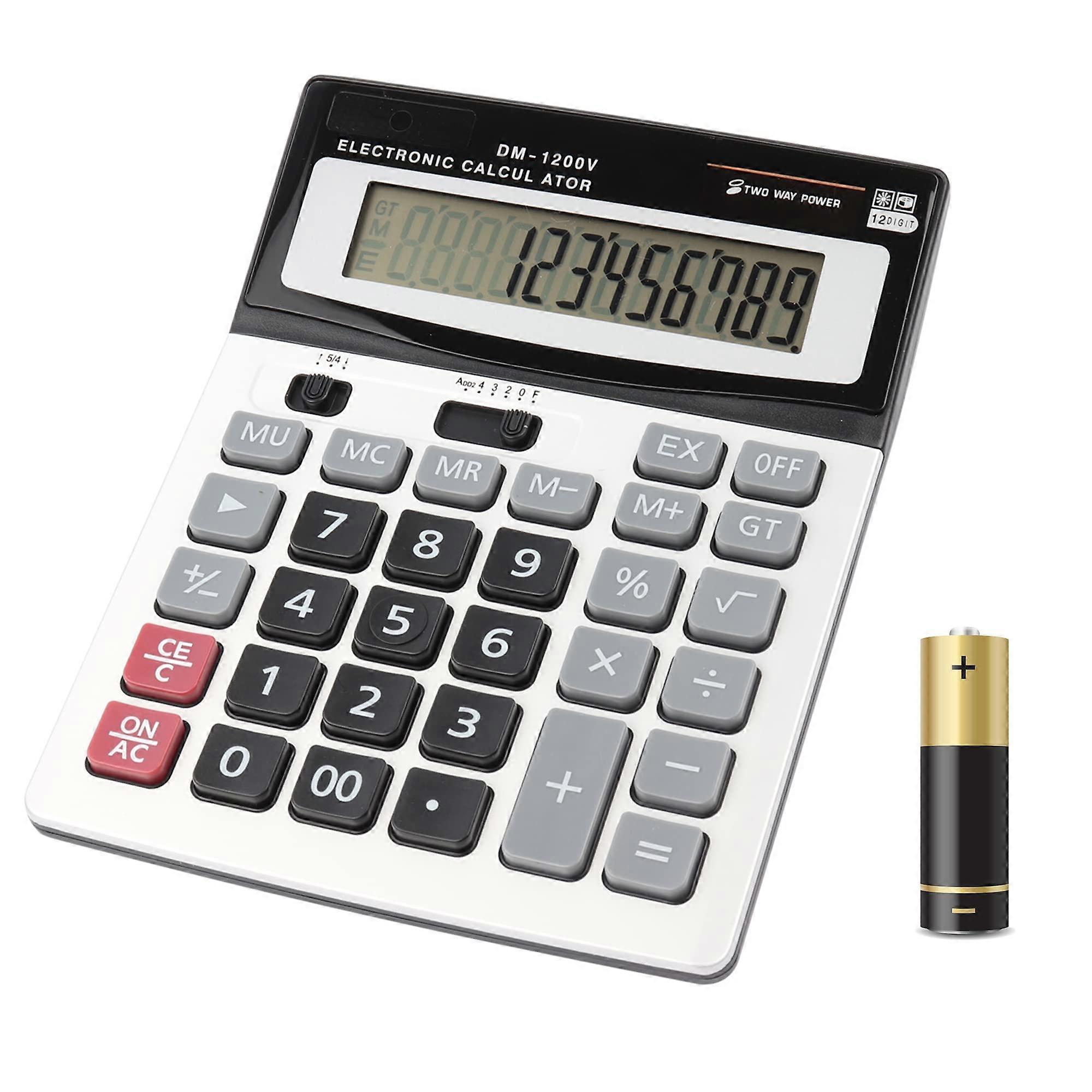 Financial Calculator 12Digit Dual Power Large Button Desktop Calculator for Office School Business