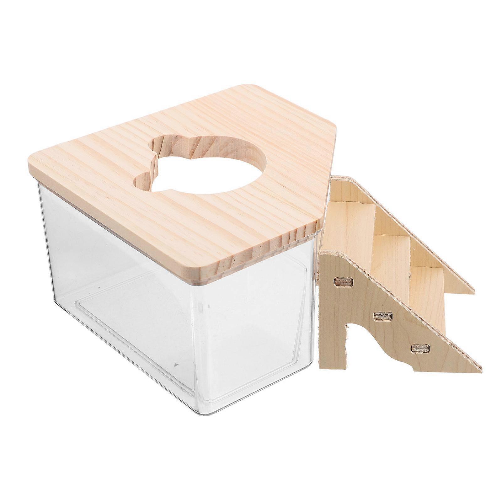 Hamster Sand Bath Box for Pet Transparent Container 1Set with Ramp Feature