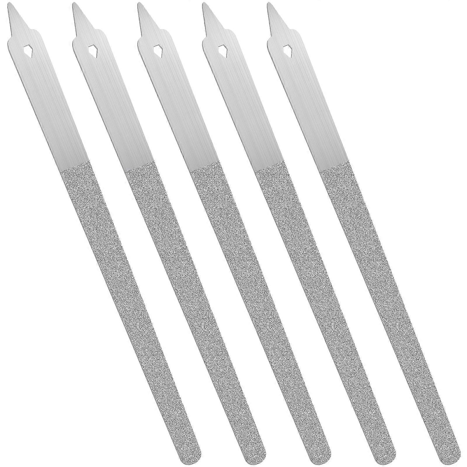 Stainless Steel Nail File Set 5pcs Double Sided with Sharp Point Tip for Manicure Pedicure