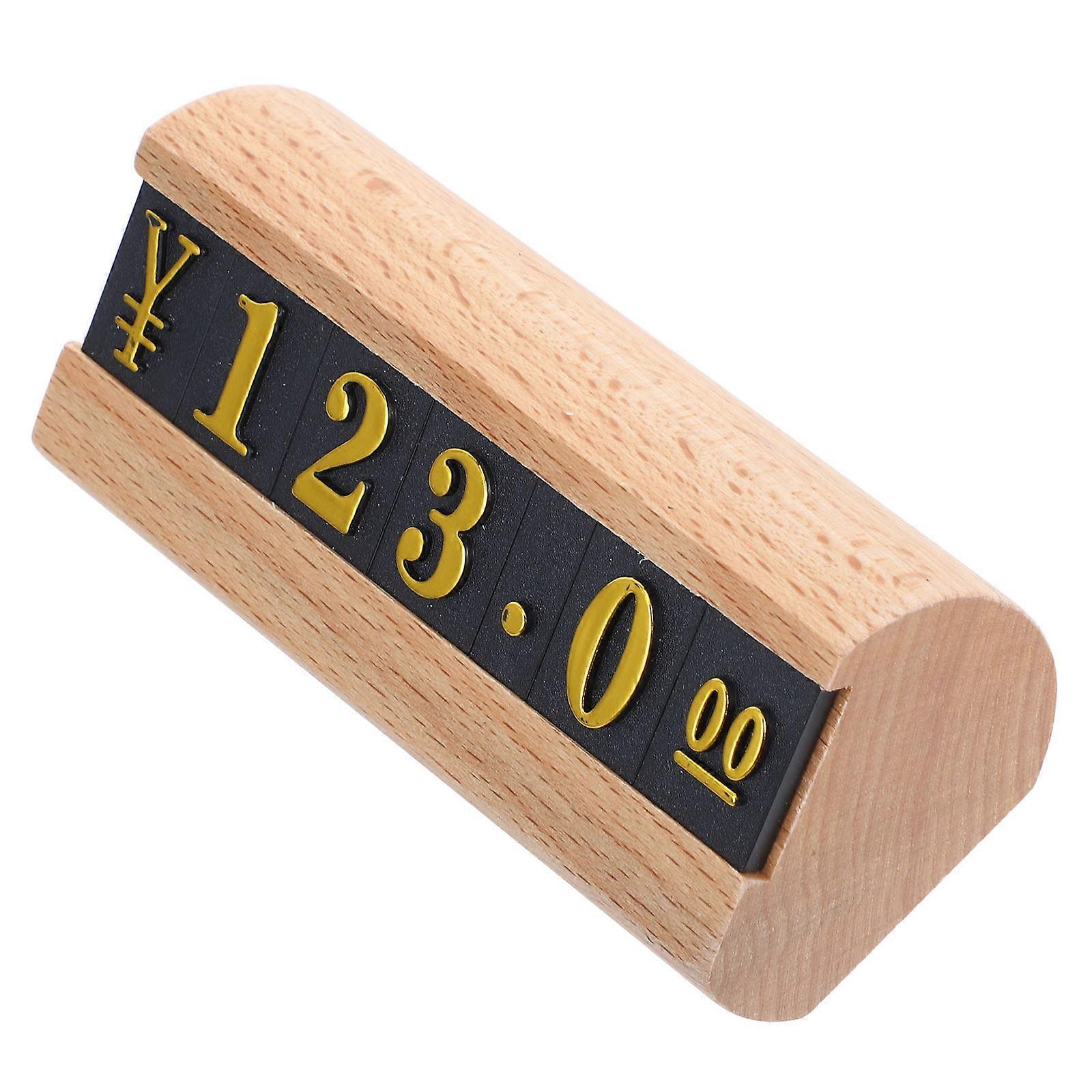 Wood Retail Display Stand Adjustable Prices Display for 5Pcs Tags