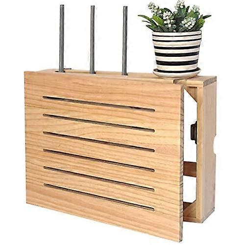 Wall Mounted Router Shelf with Cable Management, Ventilated WiFi Router Holder for TV Box, Giallo 39.5x29.5x9.5cm