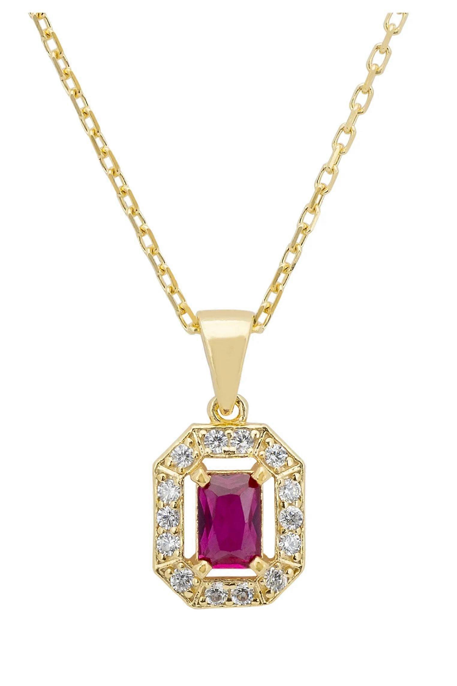 Whistledown Ruby Gemstone Pendant Necklace for Women - 925 Sterling Silver Dipped in 18ct Gold