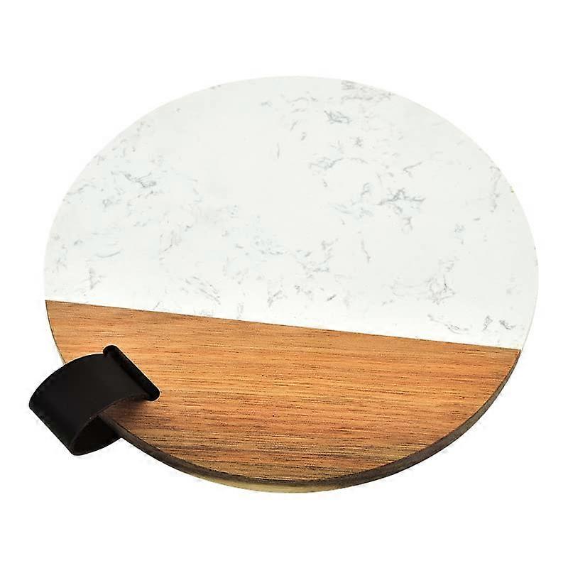 Cutting Board Set Round Solid Wood with Marble Splicing NonSlip Surface for Kitchen and Cheese