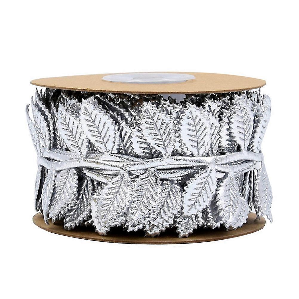 Decor Ribbon 3Pcs Silver Leaves Ribbon for DIY Use