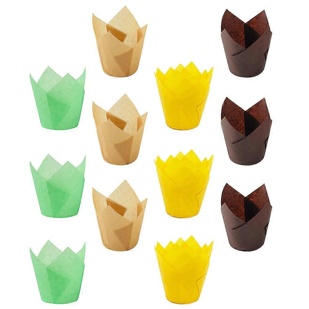 Egg Cake Paper Tulip Shape Cupcake Liners for Baking Use 200Pcs Assorted Color