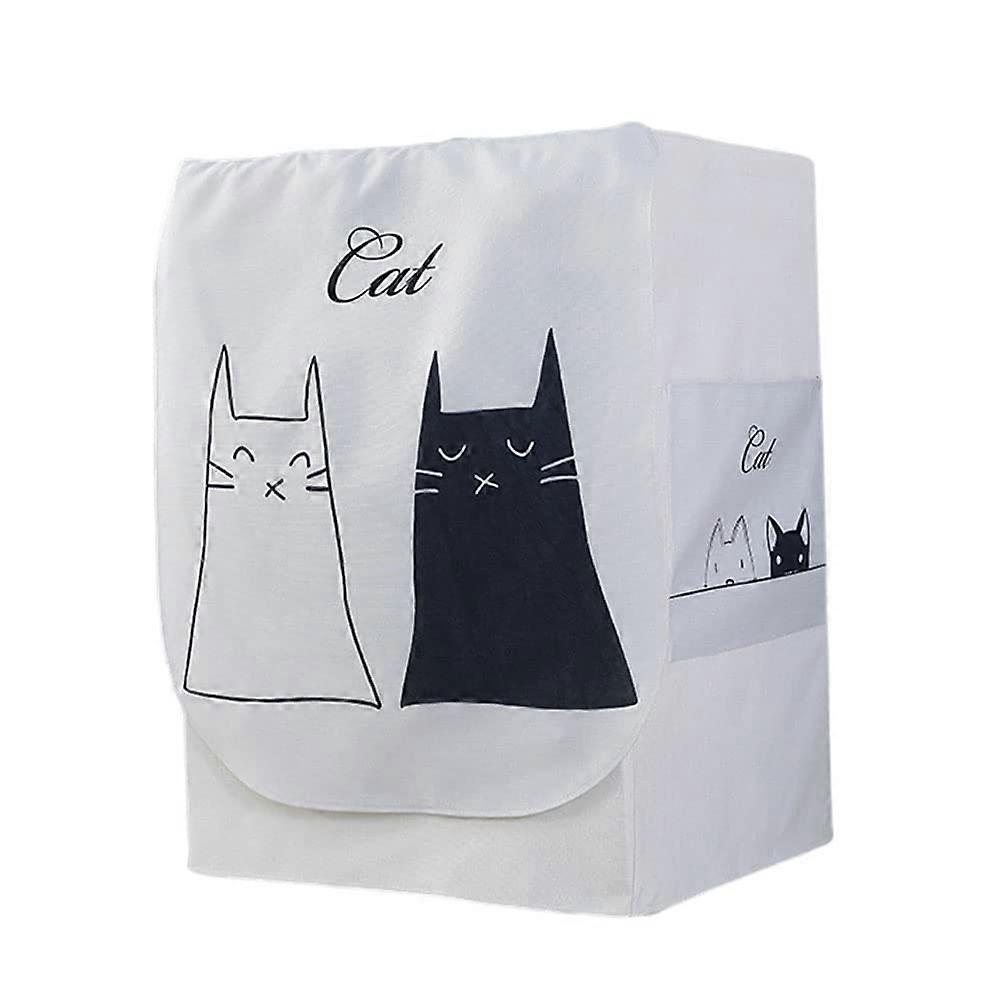 Washing Machine Cover Front Load, Waterproof Dustproof Sunscreen Protector M Black and White Cat