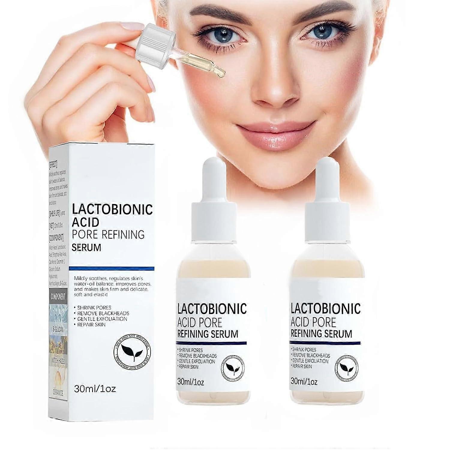 Pore Refining Serum with Lactobionic Acid for Sensitive Skin, AntiWrinkle Face Care 2Pcs