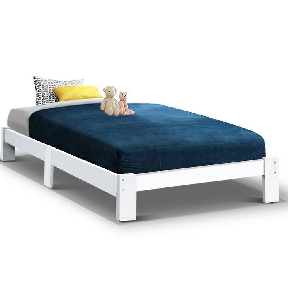 Artiss Bed Frame King Single Size Wooden White Jade King Single Bed Frames