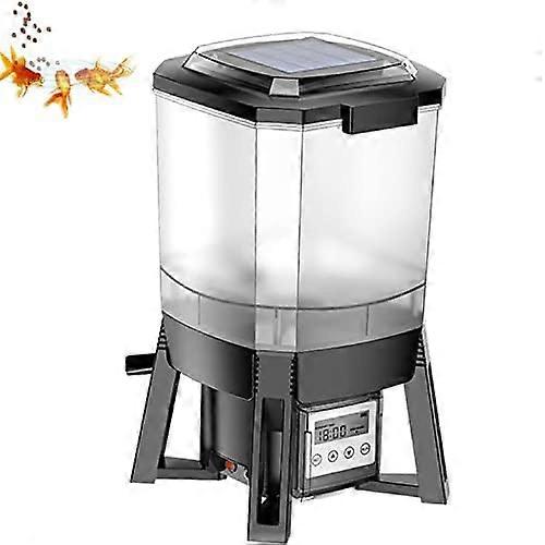 Solar Powered Automatic Fish Feeder 6L Large Capacity with Smart Timer for Outdoor Pond
