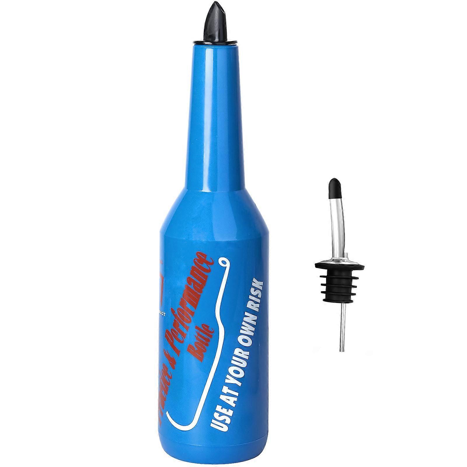 Blue Flair Bartending Practice Bottle 750ml Shatterproof with Dual Pourer for Bar Training
