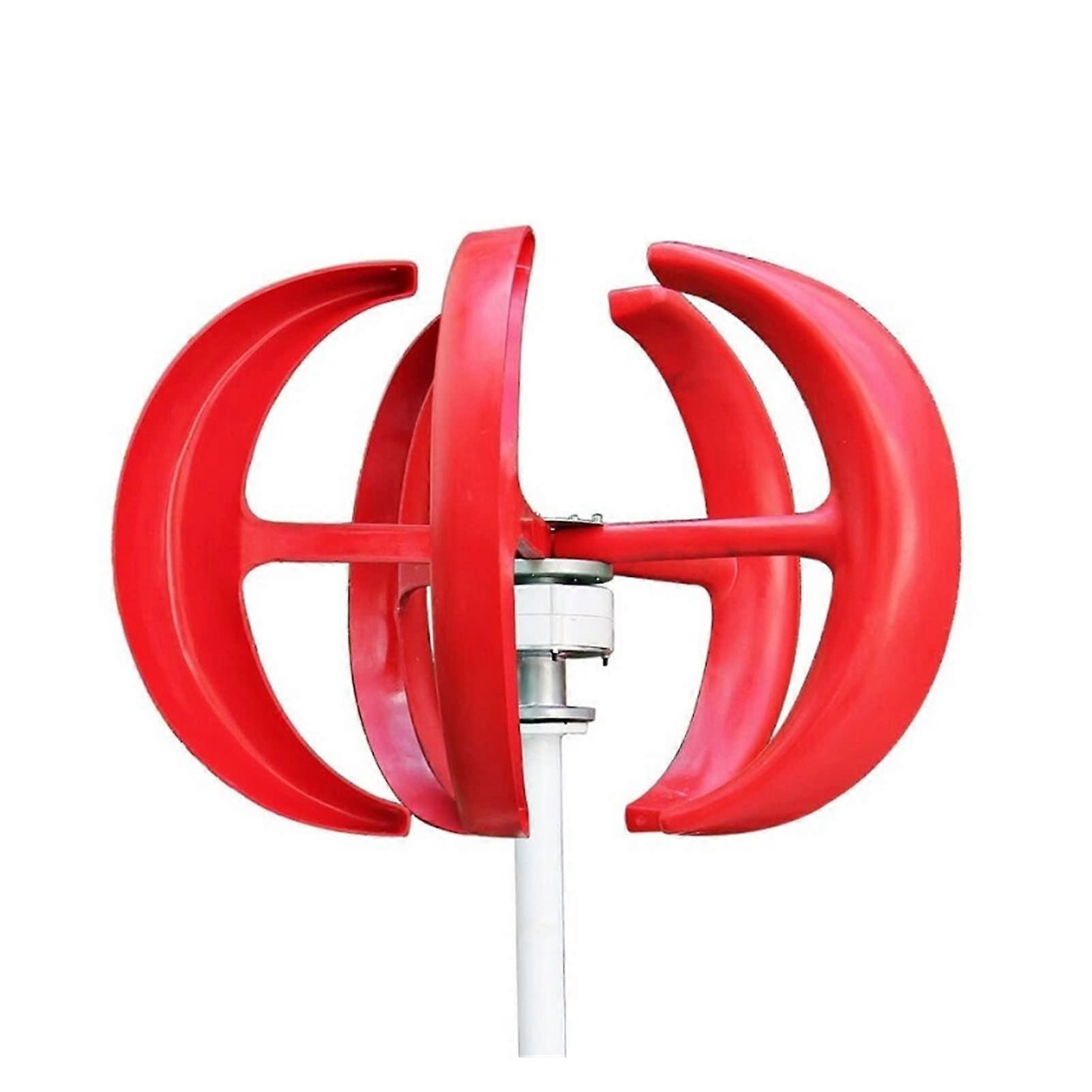 Vertical Wind Turbine Generator 24V Red 5 Blades with MPPT Controller, Low Wind Start and  Efficiency