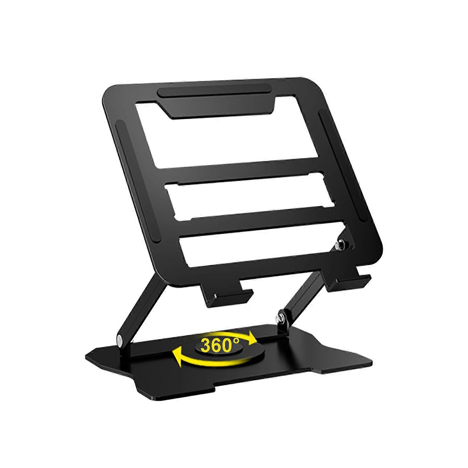 Adjustable Laptop Stand with 360° Rotating Base, Height Adjustable Metal Riser for 1017' Laptops, Black