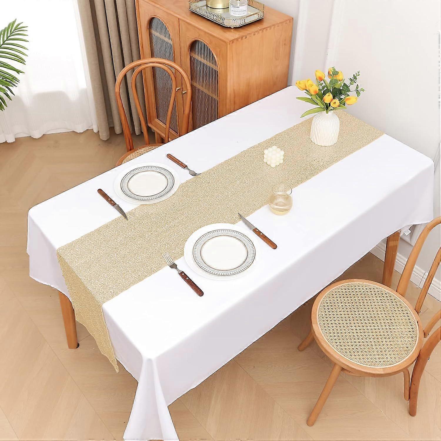 10 Packs 12 x 72 inches Sequin Table Runner, Glitter Champagne Table Runner for