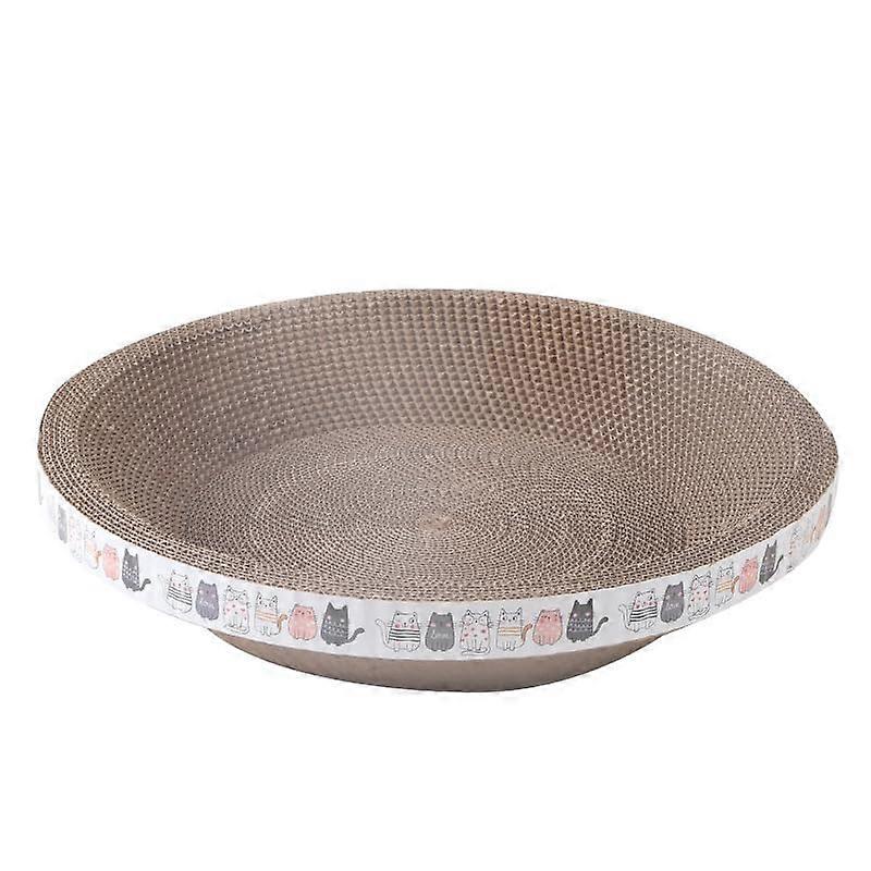 Large Round Cat Scratching Post with Durable Cardboard Bed, NonSlip Base, 50cm White