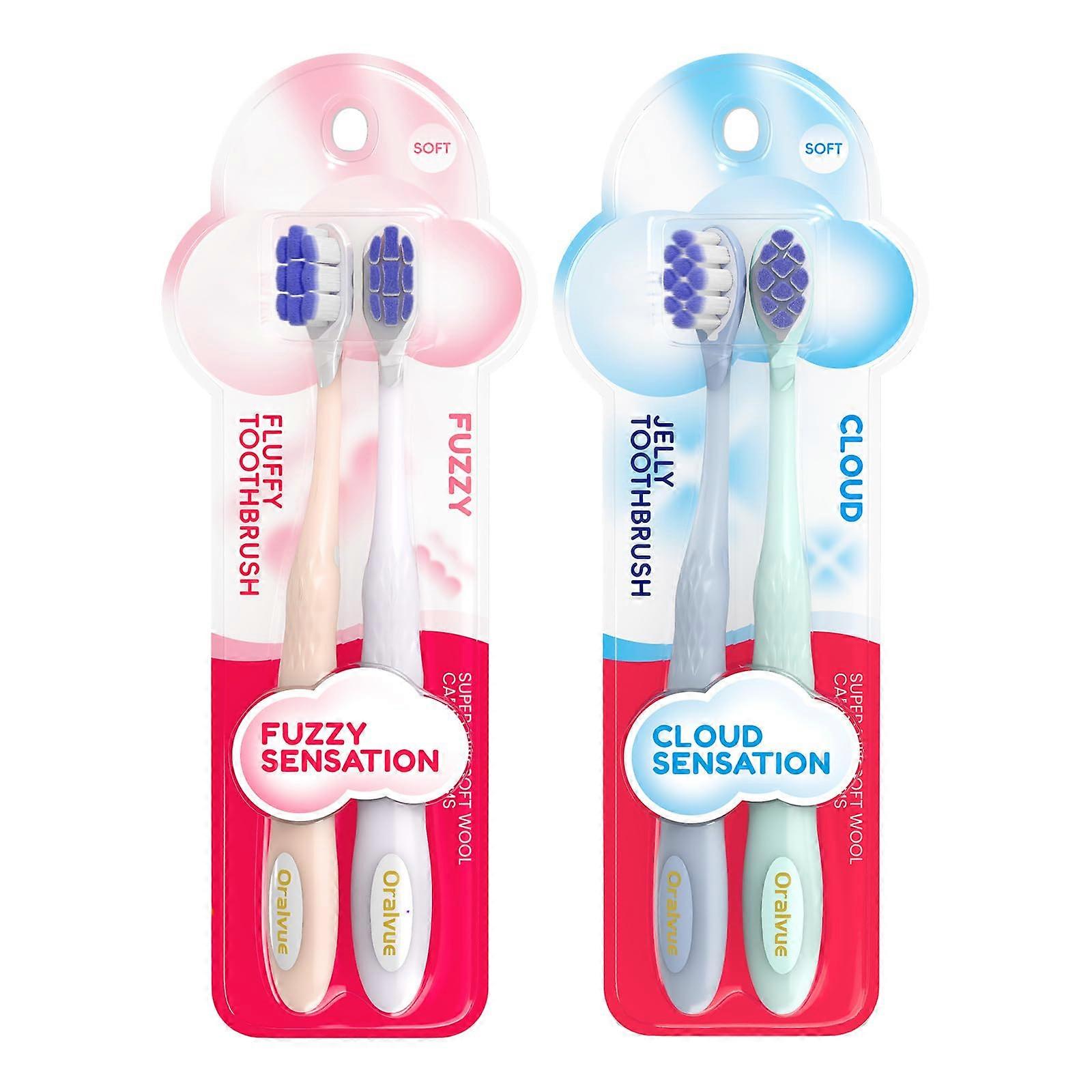 Extra Soft Toothbrush for Sensitive Gums with Ergonomic Nonslip Handle, Manual 4 Pack