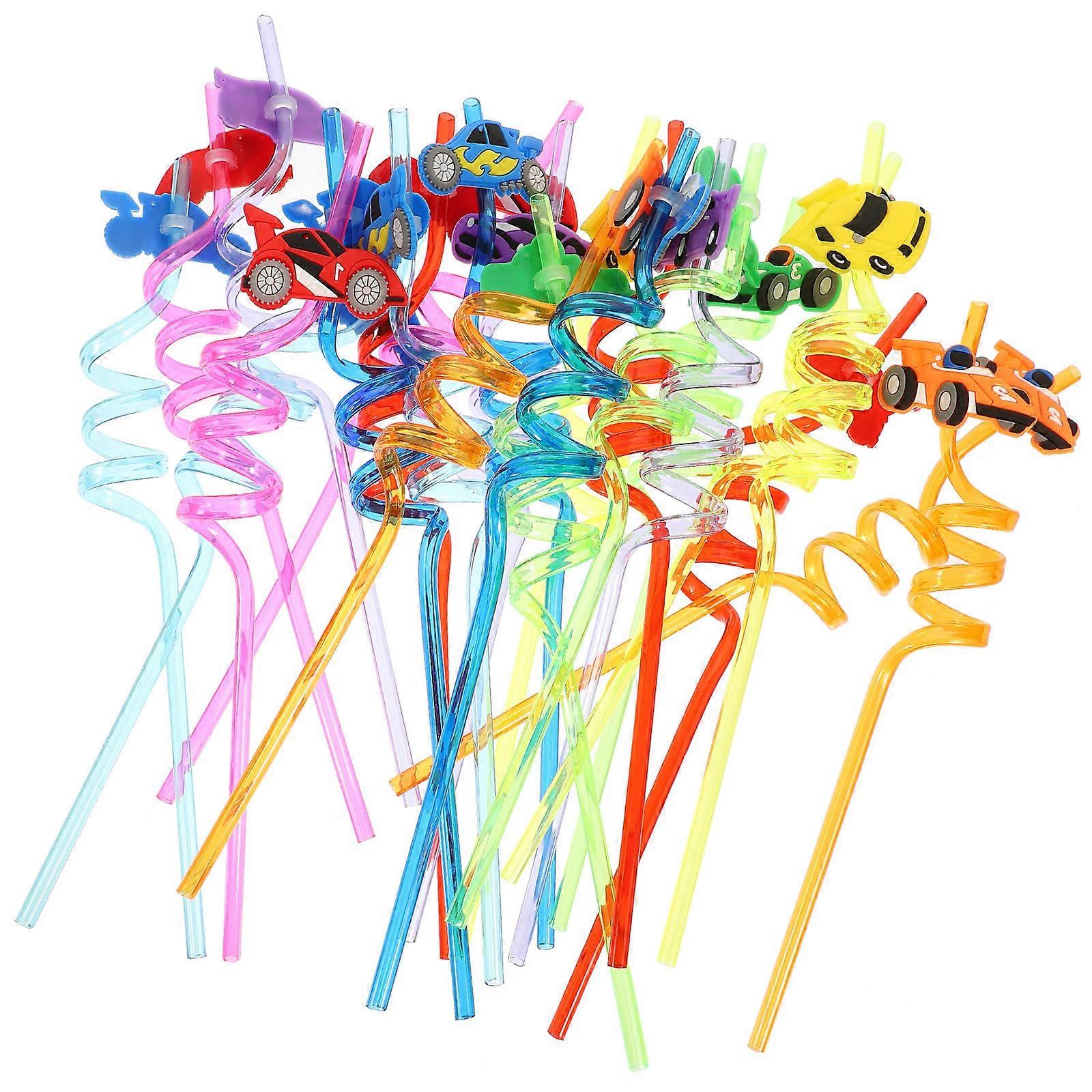 Assorted Straw Curved Drinking Straws for Decoration 24Pcs