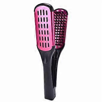 Pettine per capelli con setole di cinghiale, spazzola a doppia faccia, morsetto, strumento lisciante antistatico, pettine per capelli, stecca per capelli, rosso rosa