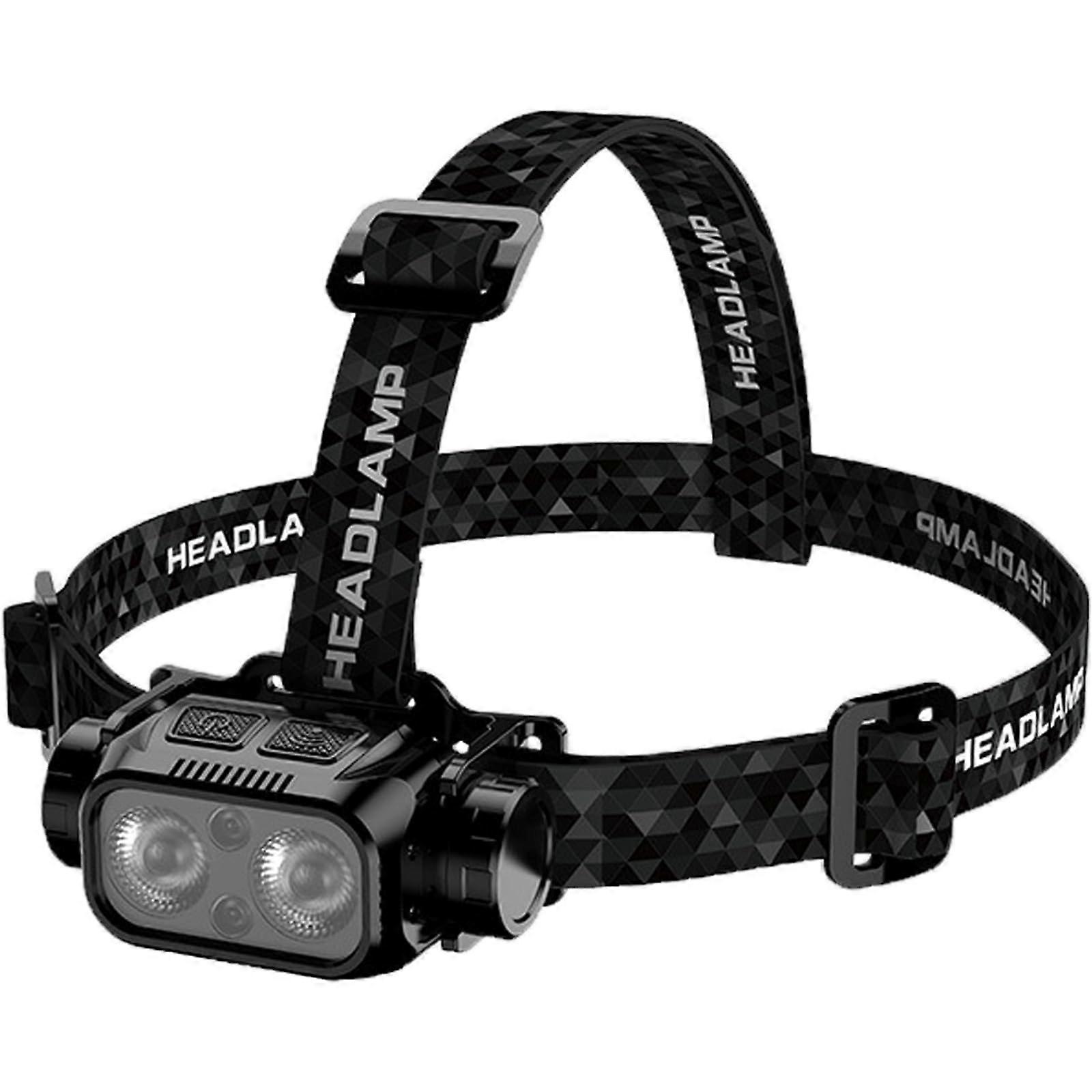 LED Headlamp USB Rechargeable with Touchless Sensor, 4Color Modes, Adjustable for Camping Hiking
