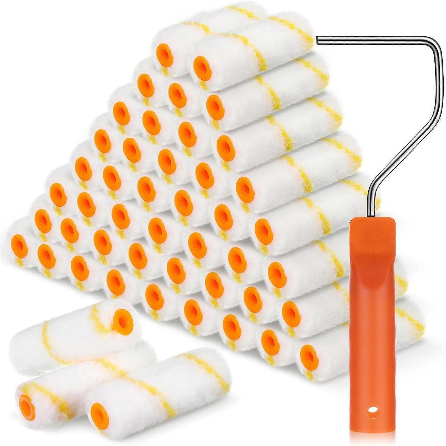 50 Pcs 4" Microfiber Paint Roller Covers, 1/2" Nap, Compatible with Standard 4" Roller Frames