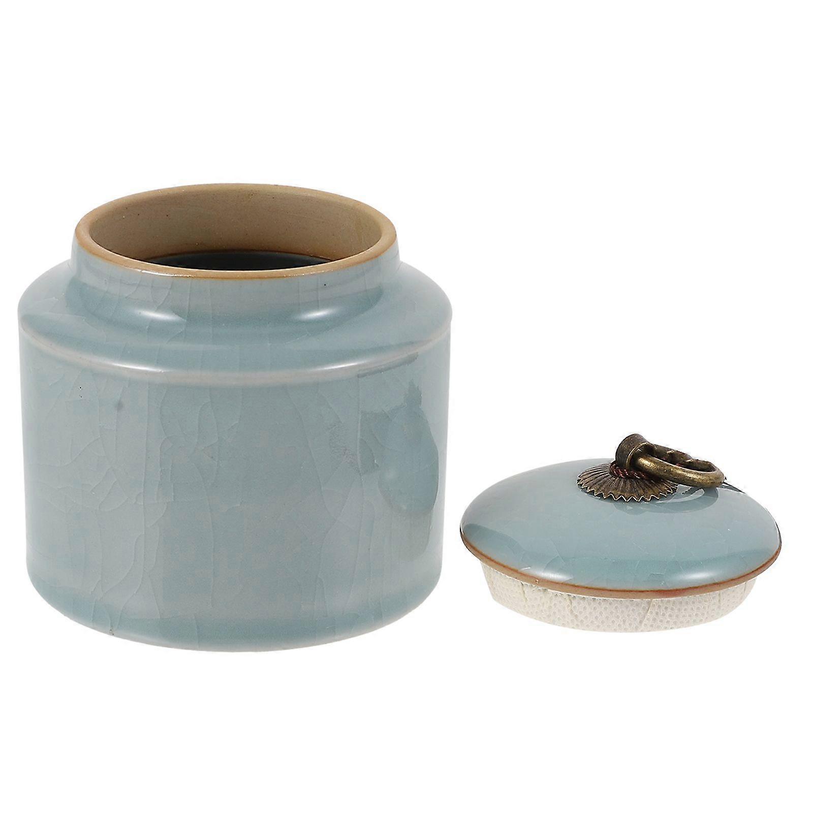 1pc Ceramic Storage Bottle Storage Can Storage Container Desktop Storage Box
