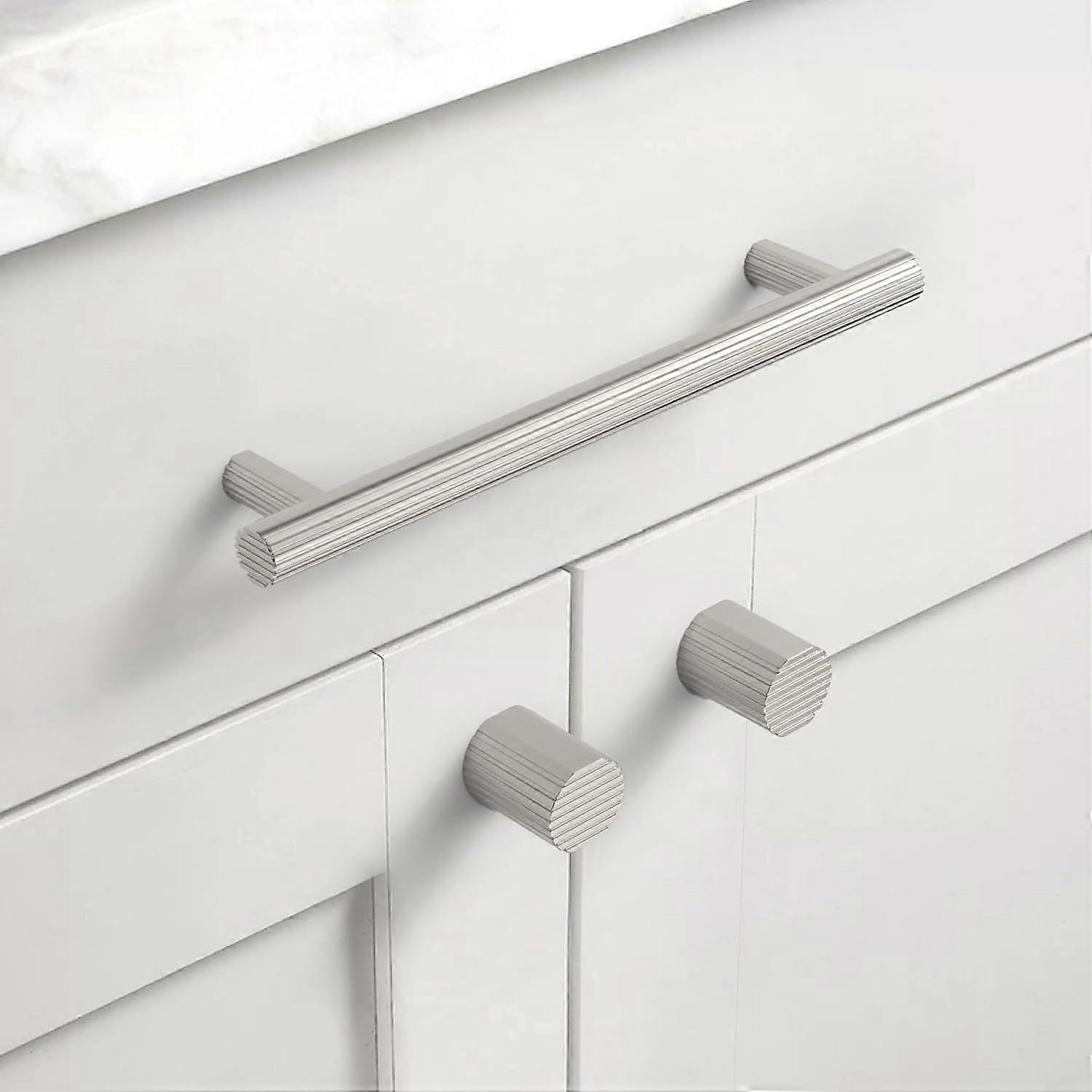SeraphinaT 6 Pack Single Hole Center Brushed Satin Nickel Kitchen Cabinet Knobs, Cabinet Knobs Kitchen Cabinet Hardware for Cupboard Drawer Knobs Dres