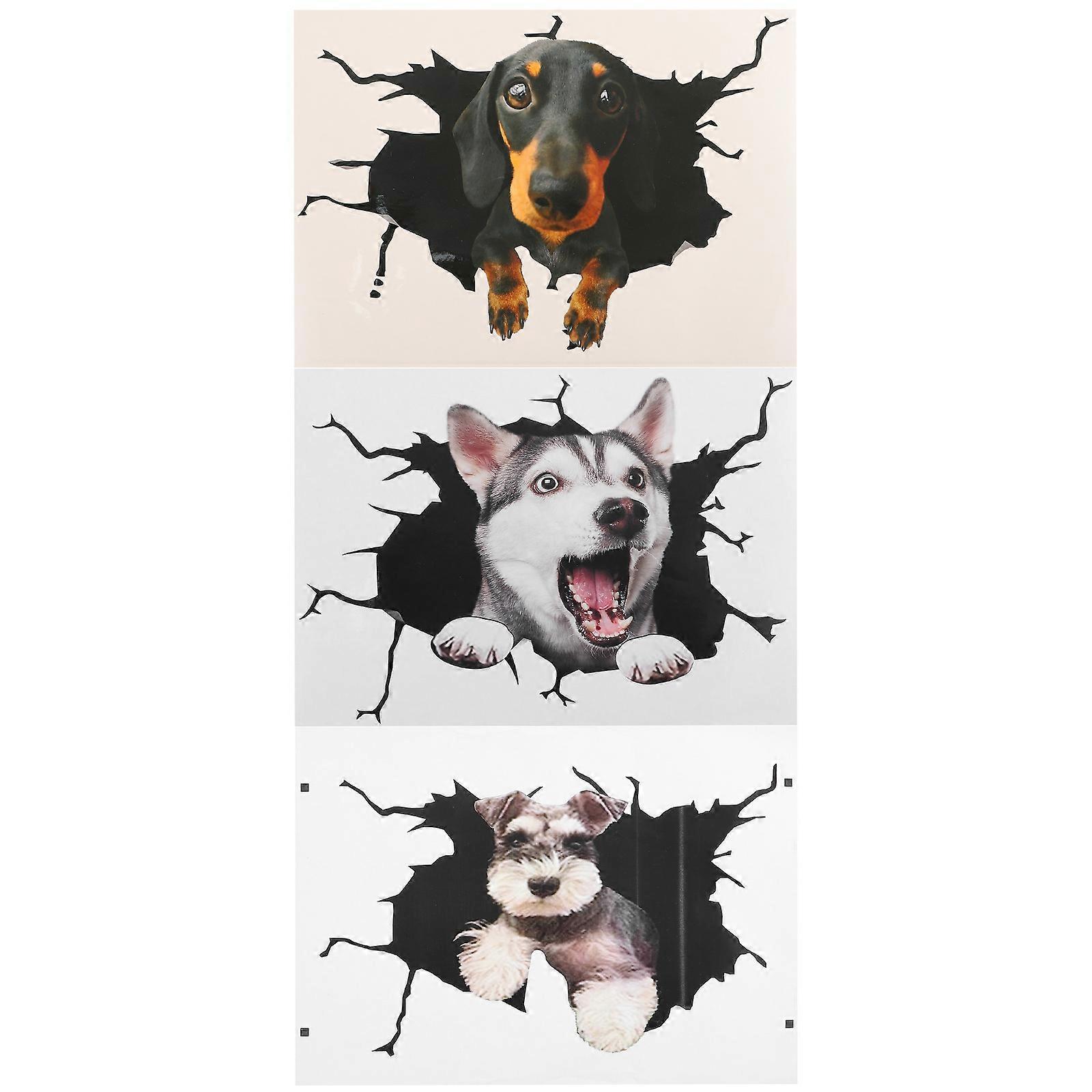 Creative 3D Dog Pattern 6Pcs Car Window Stickers for Decoration