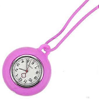 SHYV-1PC Rond verpleegstershorloge, medisch horloge, siliconen verpleegstershorloge, zakhorloge, hangend horloge, cadeauhorloge (paars)