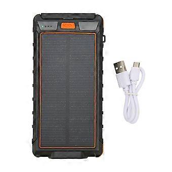 Tragbares Solar-Handy-Ladegerät 20000mAh Solar-Powerbank mit Kompass und LED-Taschenlampe für den Außenbereich Schwarz Orange