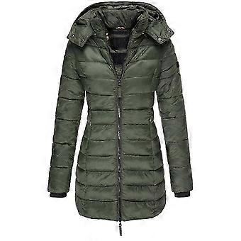 Doudoune chaude à capuche pour femme, manteau décontracté et slim, doudoune matelassée légère, kaki, taille 2XL