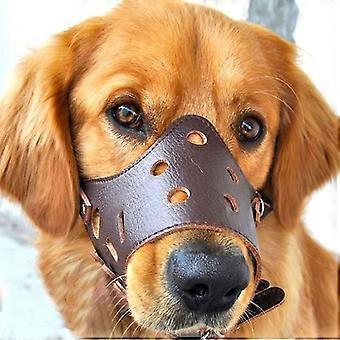 Veilige verstelbare zachte lederen muilkorf voor honden - anti-bijtende ademende muilkorf voor huisdieren
