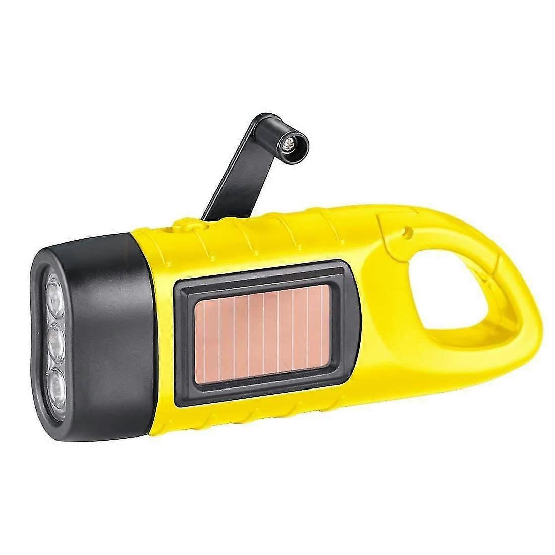 LED hand crank solar rechargeable flashlight
