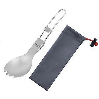 Tiartisan Titanium Folding Spork Outdoor Camping Ultralight Portable Tableware Backpacking Hiking Dinner Spork Utensil