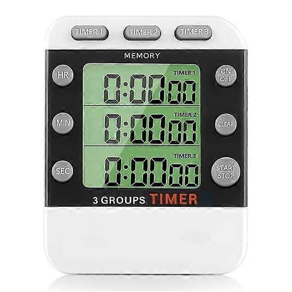 Digital dual kitchen timer, 3-channel up/down timer, triple cooking timer, display, high volume alarm, suitable for [XR]