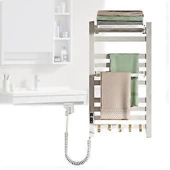 Luxury Touch Screen Towel Warmer Rack 10 Bar Heated Towel Rail Gold White Finish for Bathroom