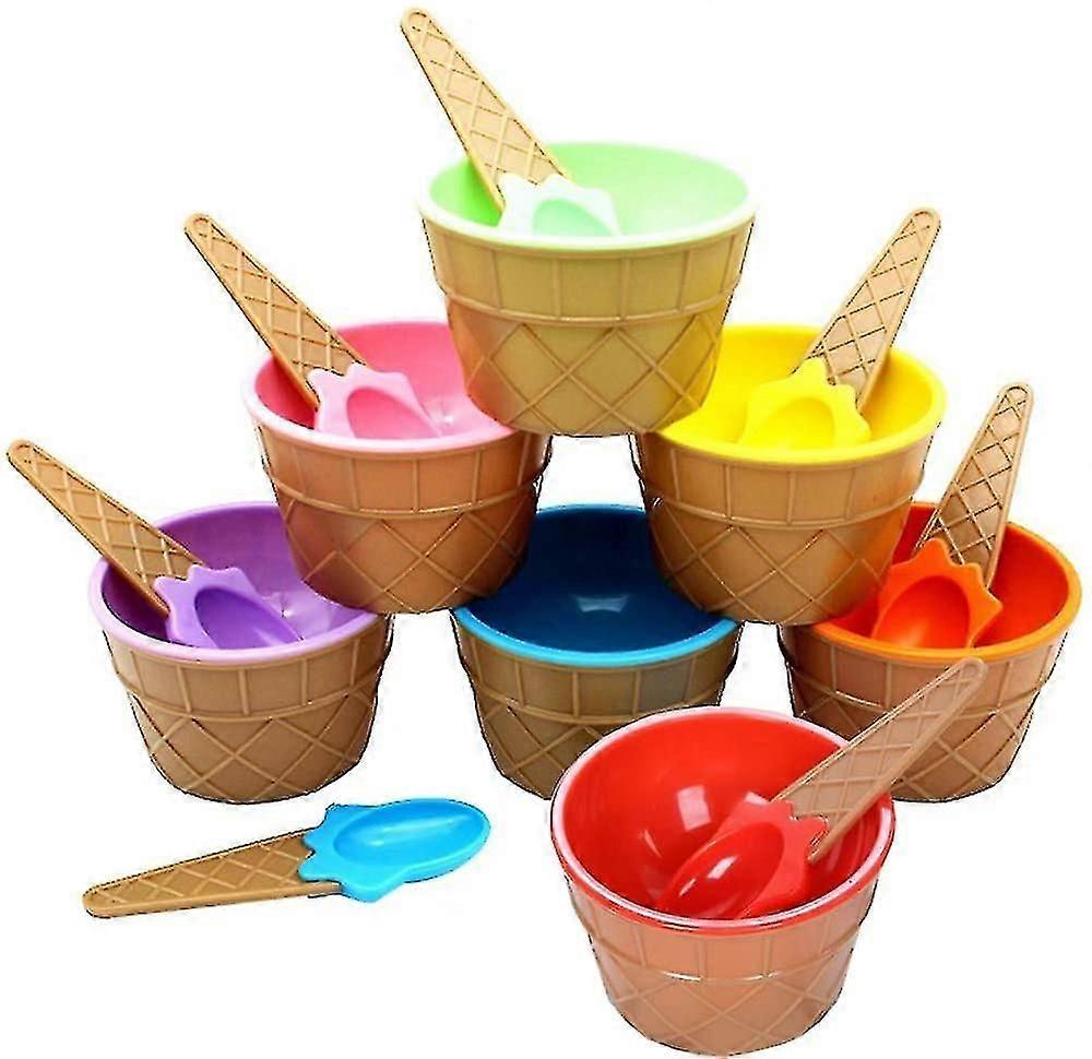 6pcs Ice Cream Cups Kids Ice Cream Bowl Scoop Reusable Dessert Supplies