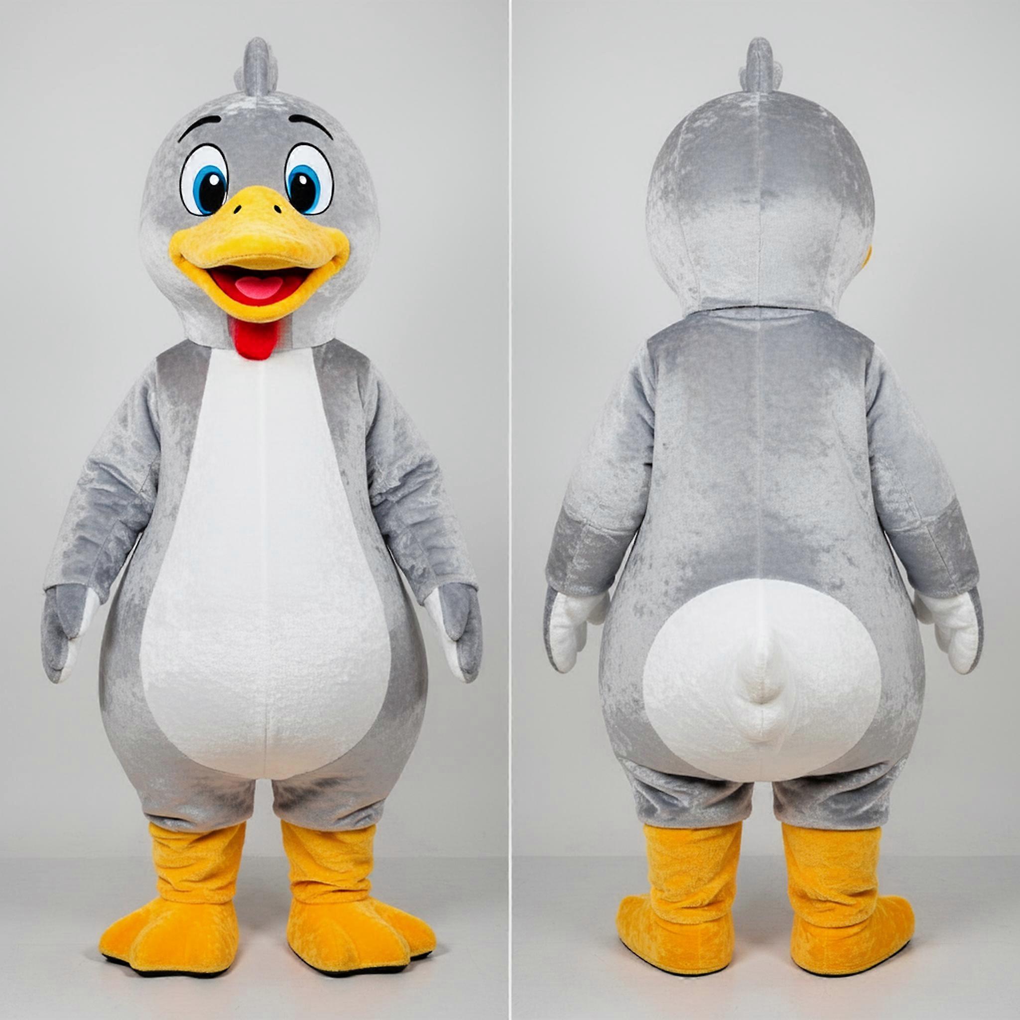 MASTICOT Silver Fluffy Goose Mascot
