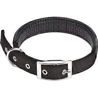 Dog Collar,Comfy Dog Collar Adjustable Dog Collar with Easy Buckle Strong Nylon Padded Puppy Dog Pet Collar,Neck 12"-24" (M (Neck 40-50cm), Black)